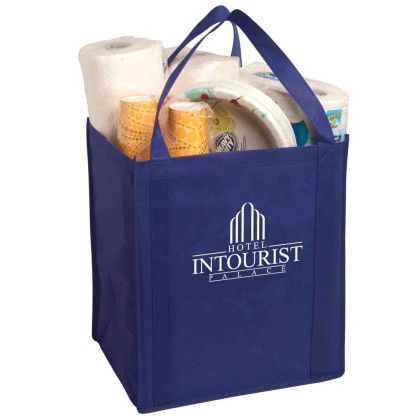 Custom Large Non-Woven Grocery Tote - Royal Blue Custom Large Non-Woven Grocery Tote - Royal Blue
