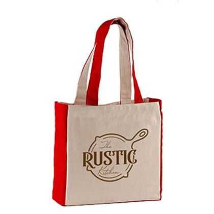 Custom 10 oz. Medford Cotton Canvas Tote - Red side view Custom 10 oz. Medford Cotton Canvas Tote - Red side view