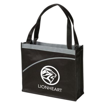 Custom Mesa Curve Non-Woven Tote - Black with Handle Custom Mesa Curve Non-Woven Tote - Black with Handle