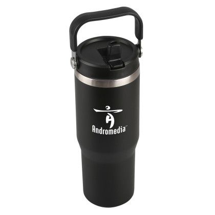 Custom 30 oz. Juneau Stainless Steel Tumbler - Matte Black Open Cap View 