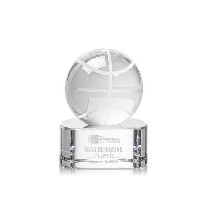 Custom Small Basketball Award on Clear Robson Base - Etched