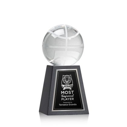 Custom Medium Basketball Award on Tall Black Marble Base Custom Medium Basketball Award on Tall Black Marble Base