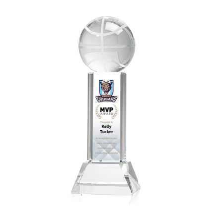 Custom Basketball Full Color Award on Stowe Clear Base Medium Custom Basketball Full Color Award on Stowe Clear Base Medium