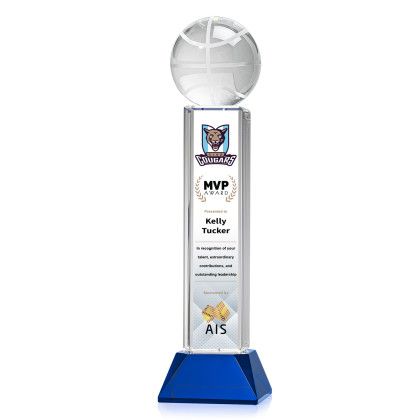 Custom Basketball Full Color Award on Stowe Blue Base X-Large - Blue Custom Basketball Full Color Award on Stowe Blue Base X-Large - Blue
