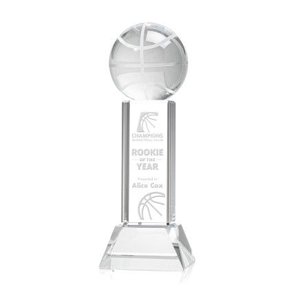 Custom Basketball Award on Stowe Clear Base Medium - Etched Custom Basketball Award on Stowe Clear Base Medium - Etched