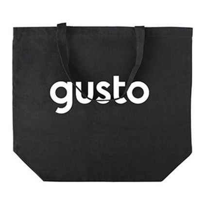 Custom 12 oz. Tillamook Large Cotton Tote - Black with collapsed handle Custom 12 oz. Tillamook Large Cotton Tote - Black with collapsed handle