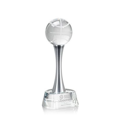 Custom Small Basketball Award on Clear Willshire Base Custom Small Basketball Award on Clear Willshire Base