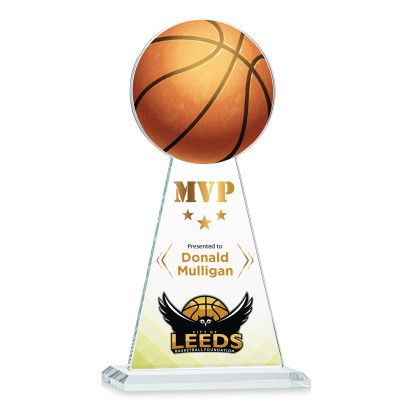 Custom Large Edenwood Clear Basketball Award - Full Color