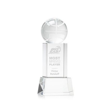Custom Etched Basketball Award on Belcroft Clear Base - Small Custom Etched Basketball Award on Belcroft Clear Base - Small