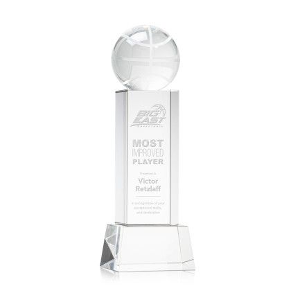 Custom Etched Basketball Award on Belcroft Clear Base - Medium Custom Etched Basketball Award on Belcroft Clear Base - Medium