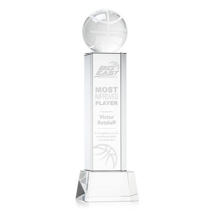 Custom Etched Basketball Award on Belcroft Clear Base - Large Custom Etched Basketball Award on Belcroft Clear Base - Large