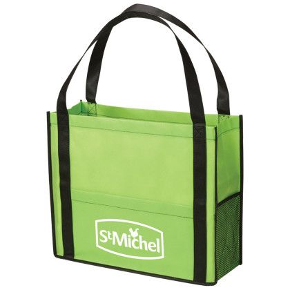 Custom Chandler Non-Woven Mesh Tote - Lime with Handle Custom Chandler Non-Woven Mesh Tote - Lime with Handle