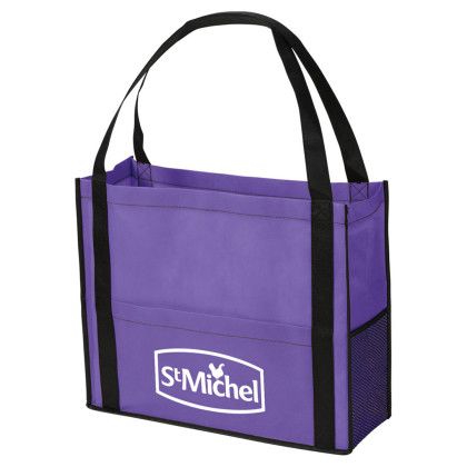 Custom Chandler Non-Woven Mesh Tote - Purple with Handle Custom Chandler Non-Woven Mesh Tote - Purple with Handle
