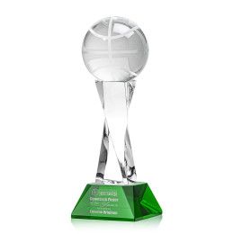 Custom Basketball Award on Green Langport Base - Green Custom Basketball Award on Green Langport Base - Green