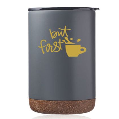 Custom 16 oz. Cork Bottom Travel Tumblers - Grey Custom 16 oz. Cork Bottom Travel Tumblers - Grey