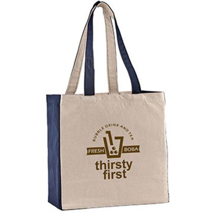 Custom 10 oz. Eugene Cotton Canvas Tote - Navy side view Custom 10 oz. Eugene Cotton Canvas Tote - Navy side view