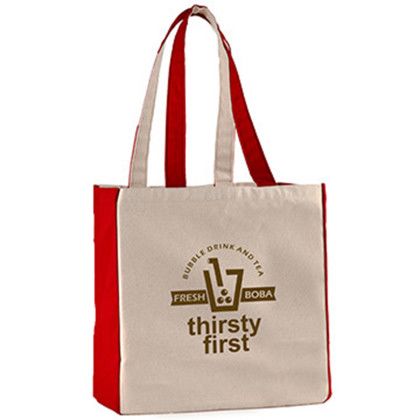 Custom 10 oz. Eugene Cotton Canvas Tote - Red side view Custom 10 oz. Eugene Cotton Canvas Tote - Red side view
