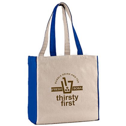 Custom 10 oz. Eugene Cotton Canvas Tote - Royal blue side view Custom 10 oz. Eugene Cotton Canvas Tote - Royal blue side view