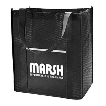 Custom Riptide Non-Woven Grocery Tote - Black Side view Custom Riptide Non-Woven Grocery Tote - Black Side view