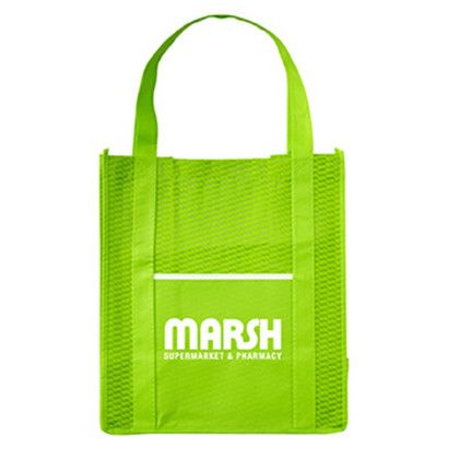 Custom Riptide Non-Woven Grocery Tote - Lime Front view Custom Riptide Non-Woven Grocery Tote - Lime Front view
