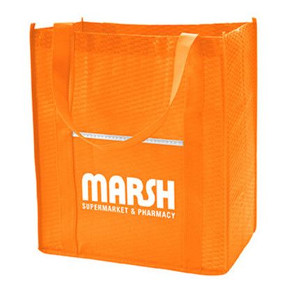 Custom Riptide Non-Woven Grocery Tote - Orange Side view Custom Riptide Non-Woven Grocery Tote - Orange Side view
