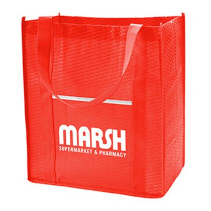 Custom Riptide Non-Woven Grocery Tote - Red Side view Custom Riptide Non-Woven Grocery Tote - Red Side view