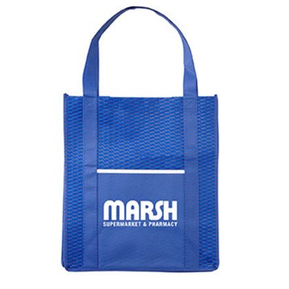 Custom Riptide Non-Woven Grocery Tote - Blue Front view Custom Riptide Non-Woven Grocery Tote - Blue Front view
