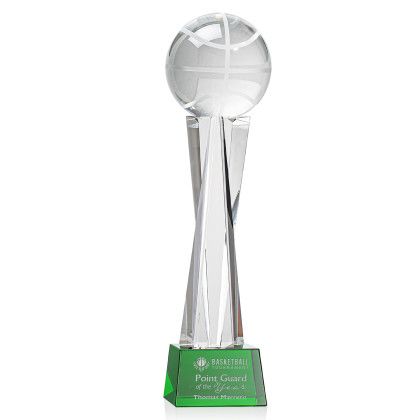 Custom Large Basketball Award on Green Grafton Base Custom Large Basketball Award on Green Grafton Base