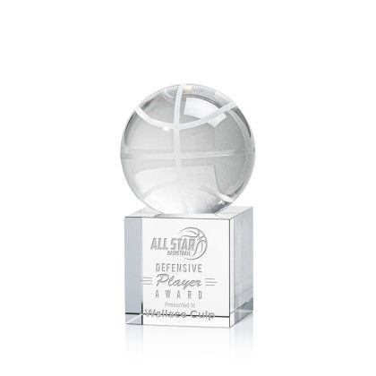Custom Small Basketball Award on Clear Granby Base - Etched