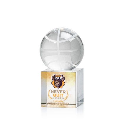 Custom Small Basketball Full-Color Award on Clear Granby Base Custom Small Basketball Full-Color Award on Clear Granby Base