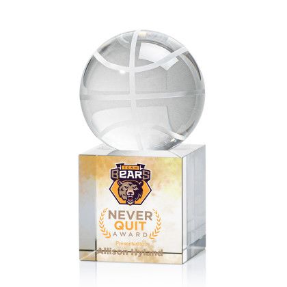 Custom Large Basketball Full-Color Award on Clear Granby Base Custom Large Basketball Full-Color Award on Clear Granby Base