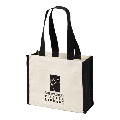 Custom 14 oz. Coventry Cotton Canvas Tote - Black with Handle Custom 14 oz. Coventry Cotton Canvas Tote - Black with Handle