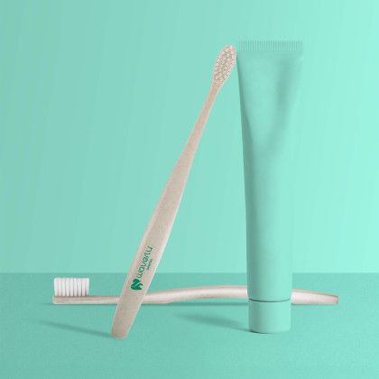 Custom Wheat Straw Toothbrush - Lifestyle View Custom Wheat Straw Toothbrush - Lifestyle View