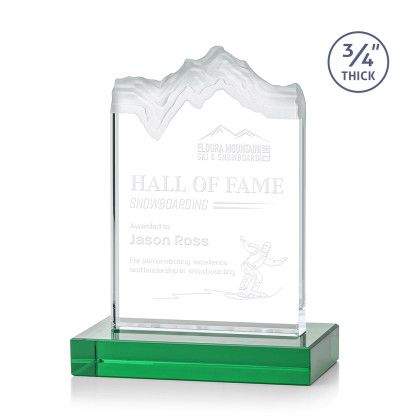 Custom Small Green Kilimanjaro Award with Standard Base - Etched Custom Small Green Kilimanjaro Award with Standard Base - Etched