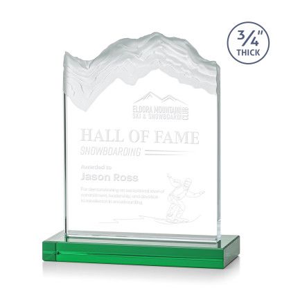 Custom Medium Green Kilimanjaro Award with Standard Base - Etched Custom Medium Green Kilimanjaro Award with Standard Base - Etched