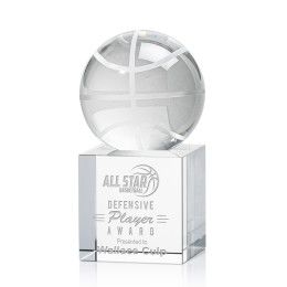 Custom Large Basketball Award on Clear Granby Base - Etched Custom Large Basketball Award on Clear Granby Base - Etched