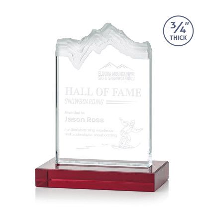 Custom Small Kilimanjaro Award Red with Standard Base - Etched - Red Custom Small Kilimanjaro Award Red with Standard Base - Etched - Red