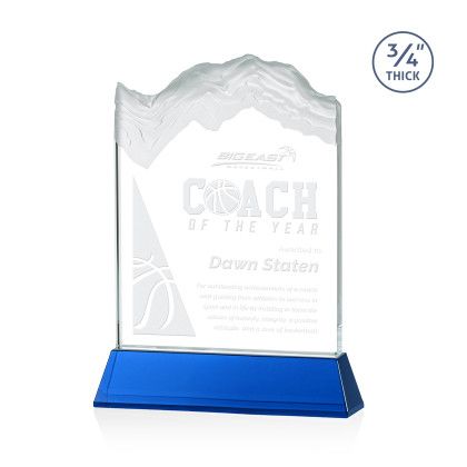 Custom Medium Kilimanjaro Award on Blue Newhaven Base - Etched - Blue Custom Medium Kilimanjaro Award on Blue Newhaven Base - Etched - Blue