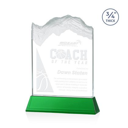 Custom Medium Kilimanjaro Award on Green Newhaven Base - Etched - Green Custom Medium Kilimanjaro Award on Green Newhaven Base - Etched - Green