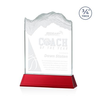 Custom Kilimanjaro Award on Red Newhaven Base Medium - Etched - Red Custom Kilimanjaro Award on Red Newhaven Base Medium - Etched - Red