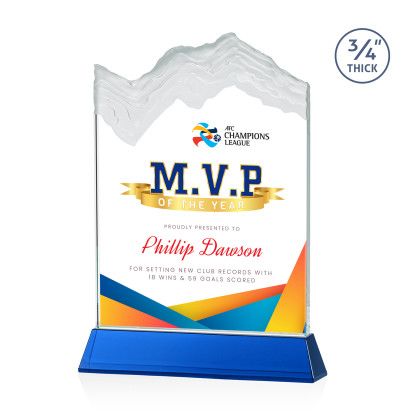 Custom Kilimanjaro Full Color Award on Blue Newhaven Base Large - Blue Custom Kilimanjaro Full Color Award on Blue Newhaven Base Large - Blue