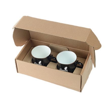 Custom 16 oz Speckle-It Camping Mugs Gift Box Set - Black Packaging View 