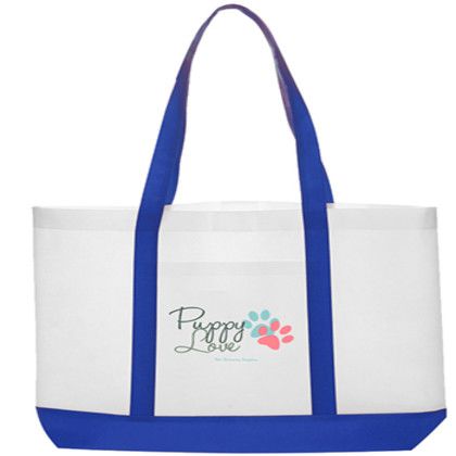 Custom Trim Color Non-Woven Tote Bags - Blue Custom Trim Color Non-Woven Tote Bags - Blue