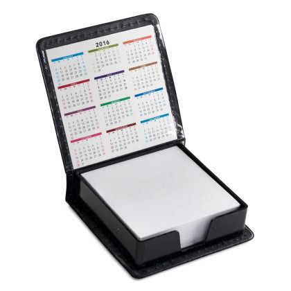 Custom Leatherette Flip-Top Calendar Box with White Note Paper - Open View Custom Leatherette Flip-Top Calendar Box with White Note Paper - Open View