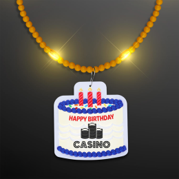Custom Steady LED Yellow Beads with Cake Medallion, No-Flash Necklace Custom Steady LED Yellow Beads with Cake Medallion, No-Flash Necklace