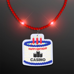 Custom Steady LED Red Beads with Cake Medallion, No-Flash Necklace Custom Steady LED Red Beads with Cake Medallion, No-Flash Necklace