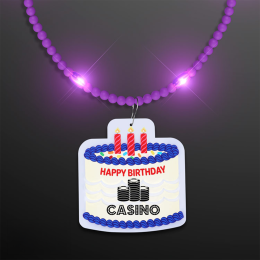 Custom Steady LED Purple Beads with Cake Medallion, No-Flash Necklace Custom Steady LED Purple Beads with Cake Medallion, No-Flash Necklace