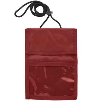 Custom Two Pocket Flap Neck Wallet - Maroon Custom Two Pocket Flap Neck Wallet - Maroon