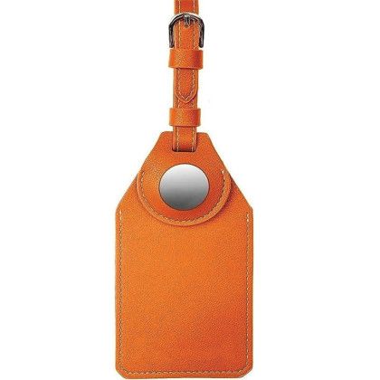 Custom Luggage Tag with Airtag Holder - Orange Back View Custom Luggage Tag with Airtag Holder - Orange Back View