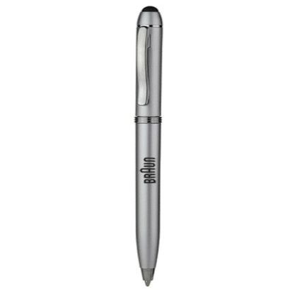 Custom Twist Action Plastic Stylus Pens - Silver